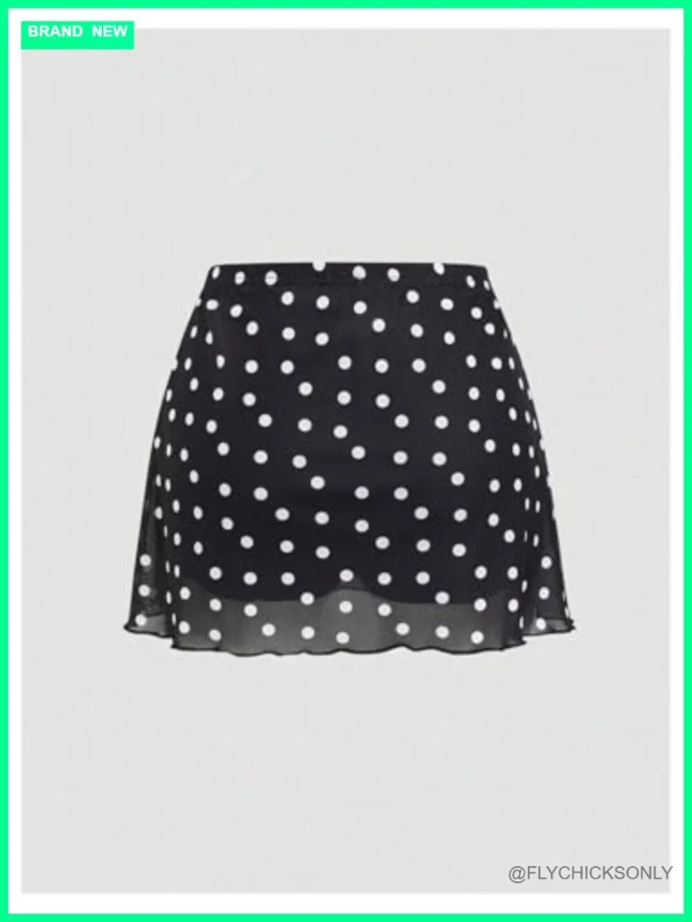 Y2K Polka Dot Mesh A-Line Mini Skirt with Built-in Shorts